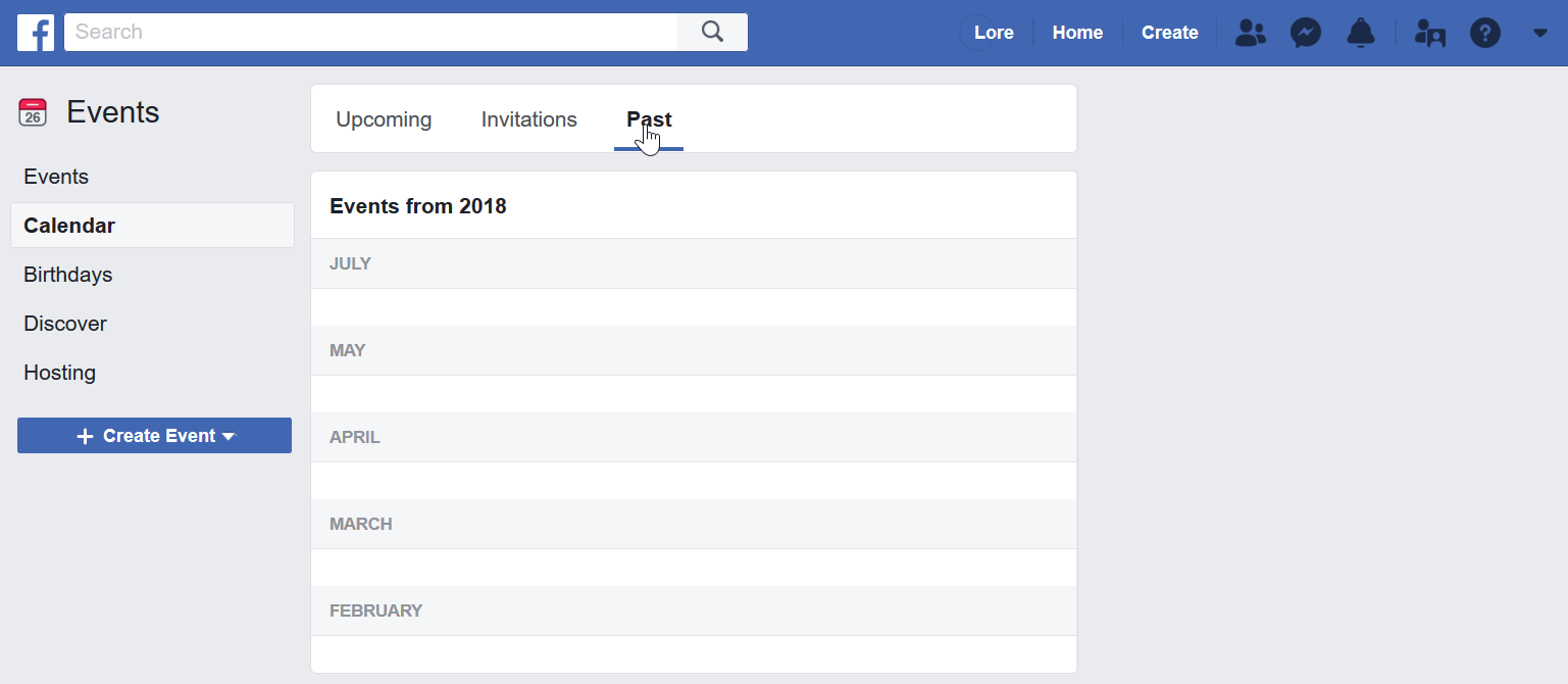 Facebook Calendar Past Events